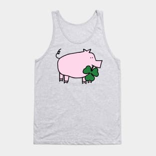 Saint Patricks Day Pig with Shamrock Tank Top